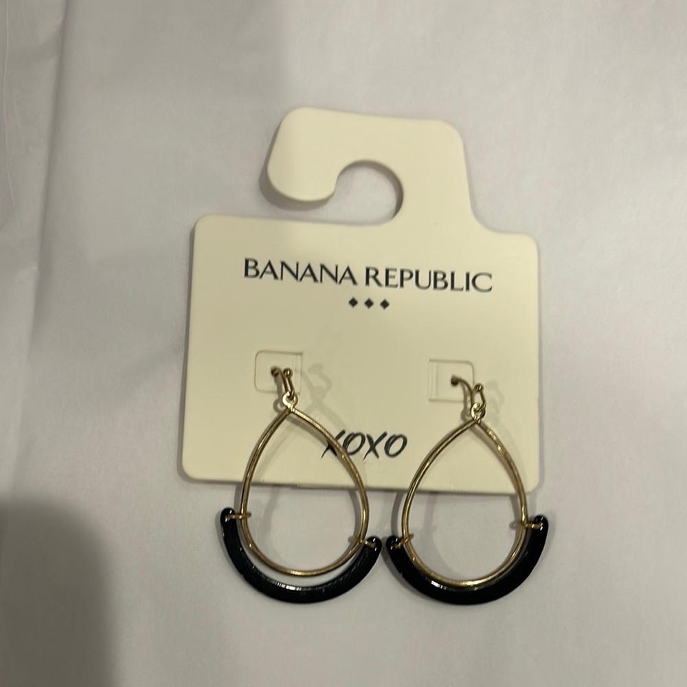 Banana Republic Gold and Black Teardrop Earrings